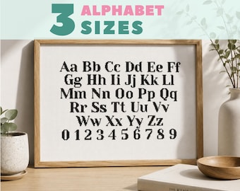 Classic cross stitch alphabet pattern | Counted cross stitch font small, medium, large (PDF chart)