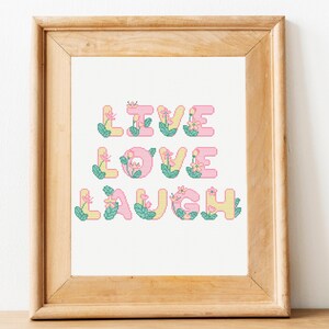 Bevestiging kruissteekpatroon | Live Love Laugh-borduurwerk | Positief citaat kruissteekpatroon voor beginners