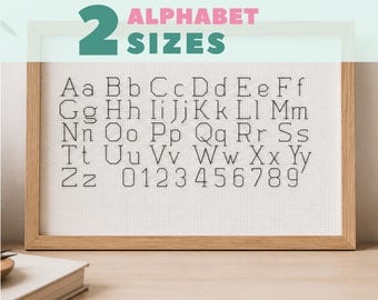 Backstitch alphabet pattern | Small back stitch font and large backstitch embroidery letters