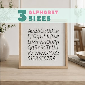 Handwritten Cross Stitch Alphabet Pattern | Cursive Embroidery Font (3 Sizes: Large, Medium, Small)