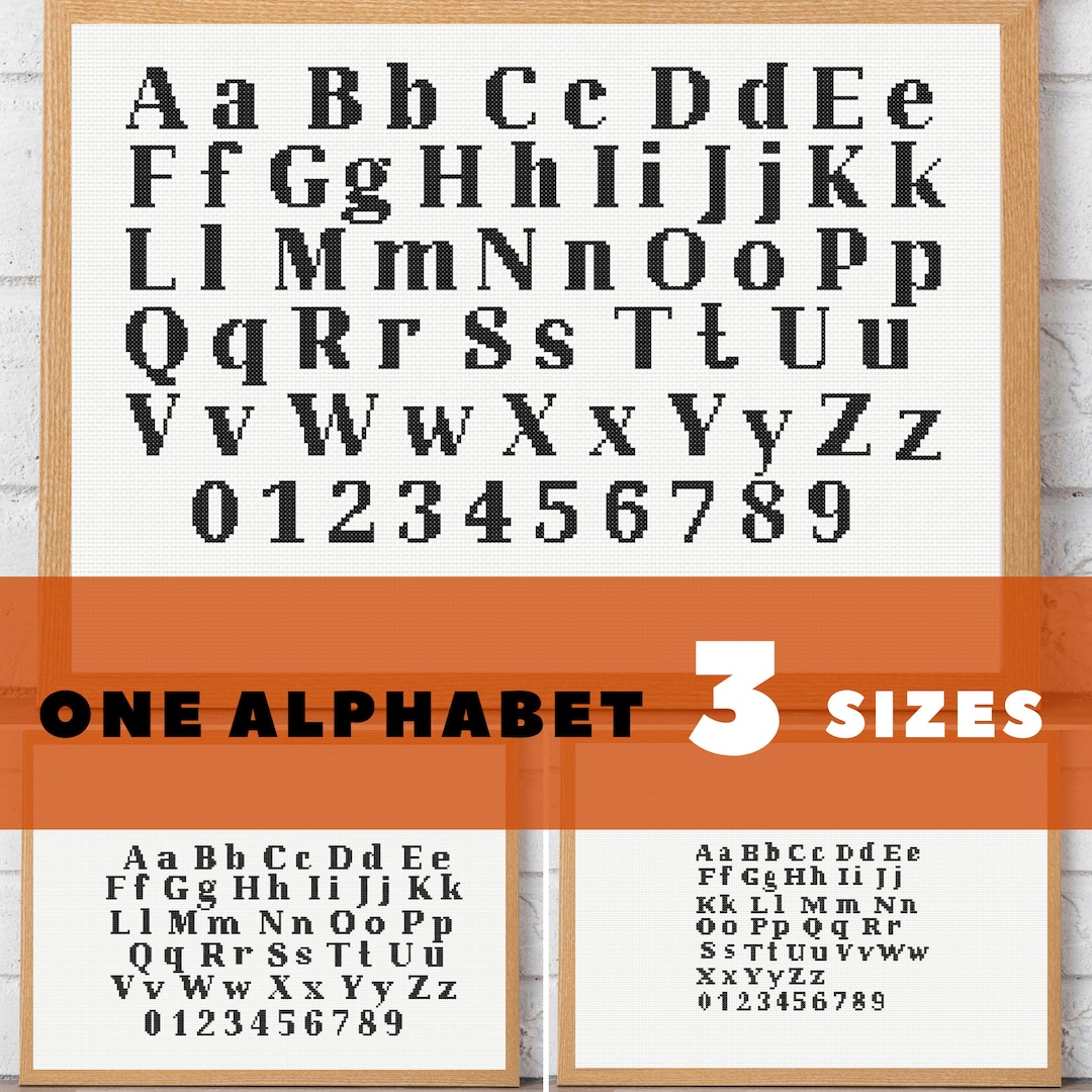 Cross Stitch Alphabet Pattern LARGE, MEDIUM and SMALL Cross Stitch