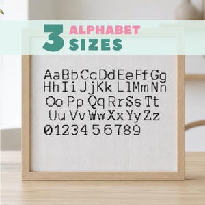 Alfabetpatroon kruissteek met cijfers, blokkruissteekletters (3 maten)