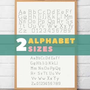 Backstitch alphabet pattern | Small back stitch font and large backstitch embroidery letters