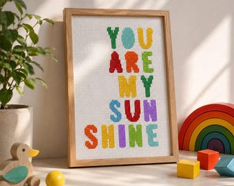Gráfico de ponto cruz "You Are My Sunshine" para crianças, decoração de quarto infantil, quarto de bebê (gráfico em PDF)
