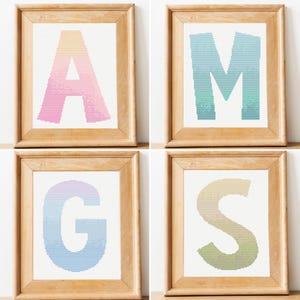 Patrón de punto de cruz de letras bordadas, elige tu color de letra patrón personalizado