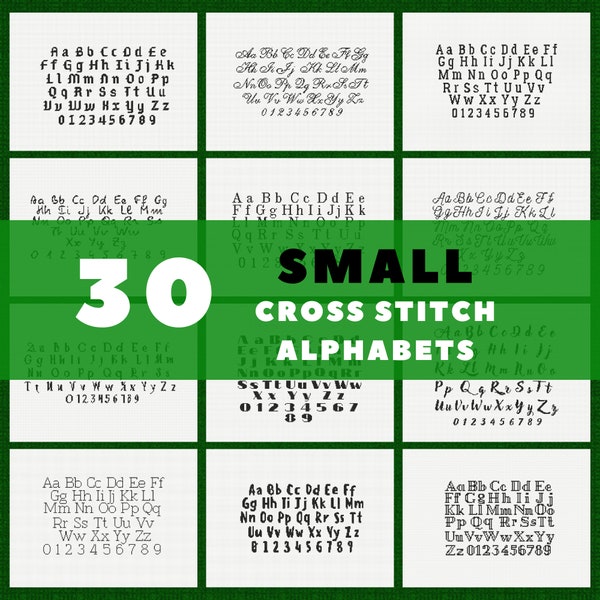 Small cross stitch alphabet patterns | Tiny cross stitch font set | Small cross stitch letters and numbers chart