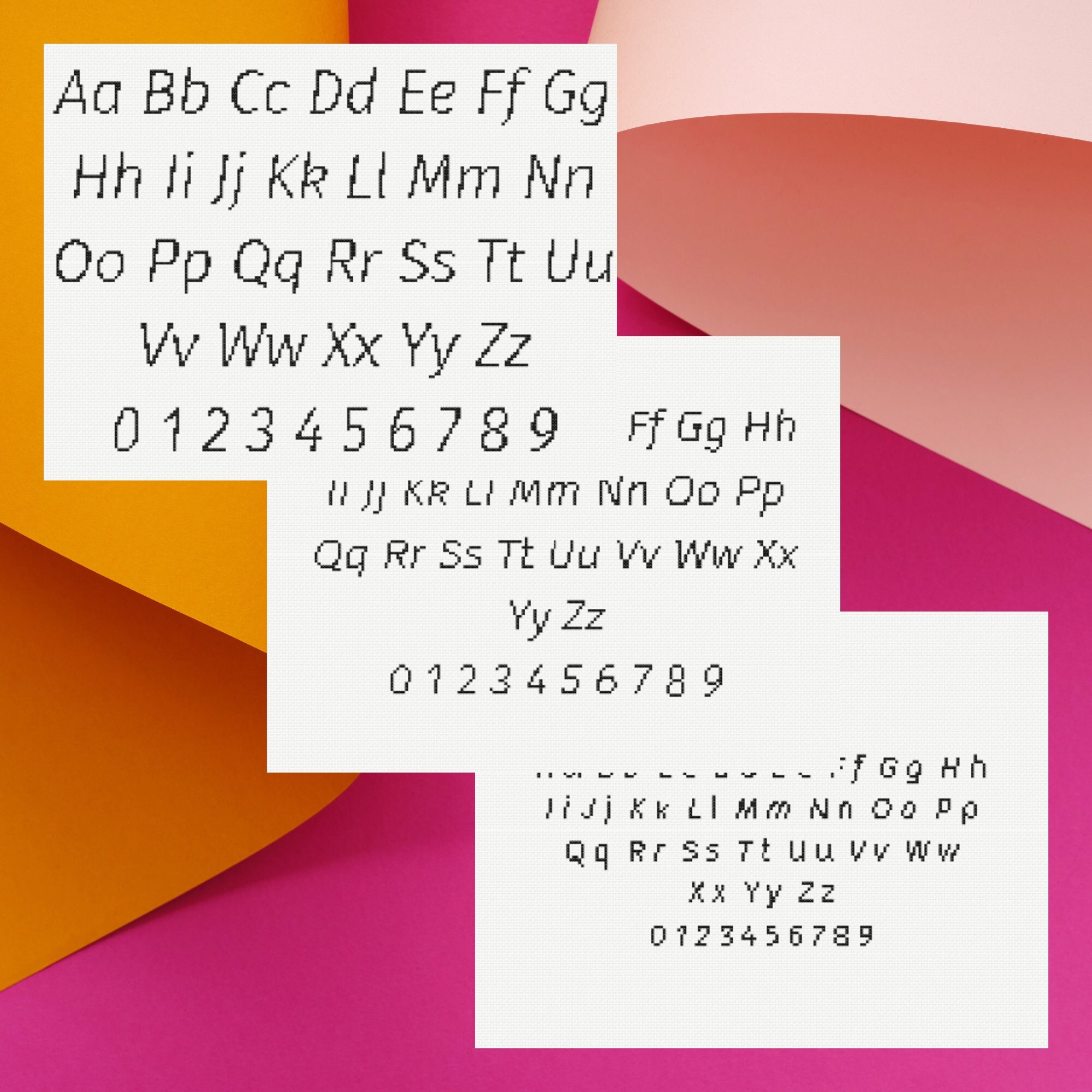 Сursive сross Stitch Letters Pattern and Numbers Large, Medium and ...