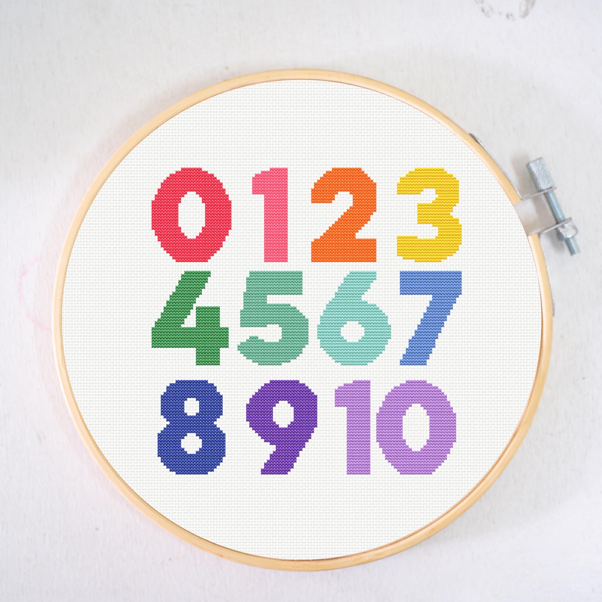 クロスステッチの数字パターン、新学期のニードルポイントの数字、刺繍