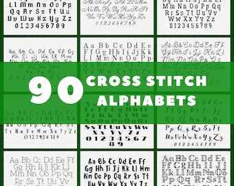 90 Cross Stitch Alphabet Patterns: Large, Medium, Small (PDF Pattern)