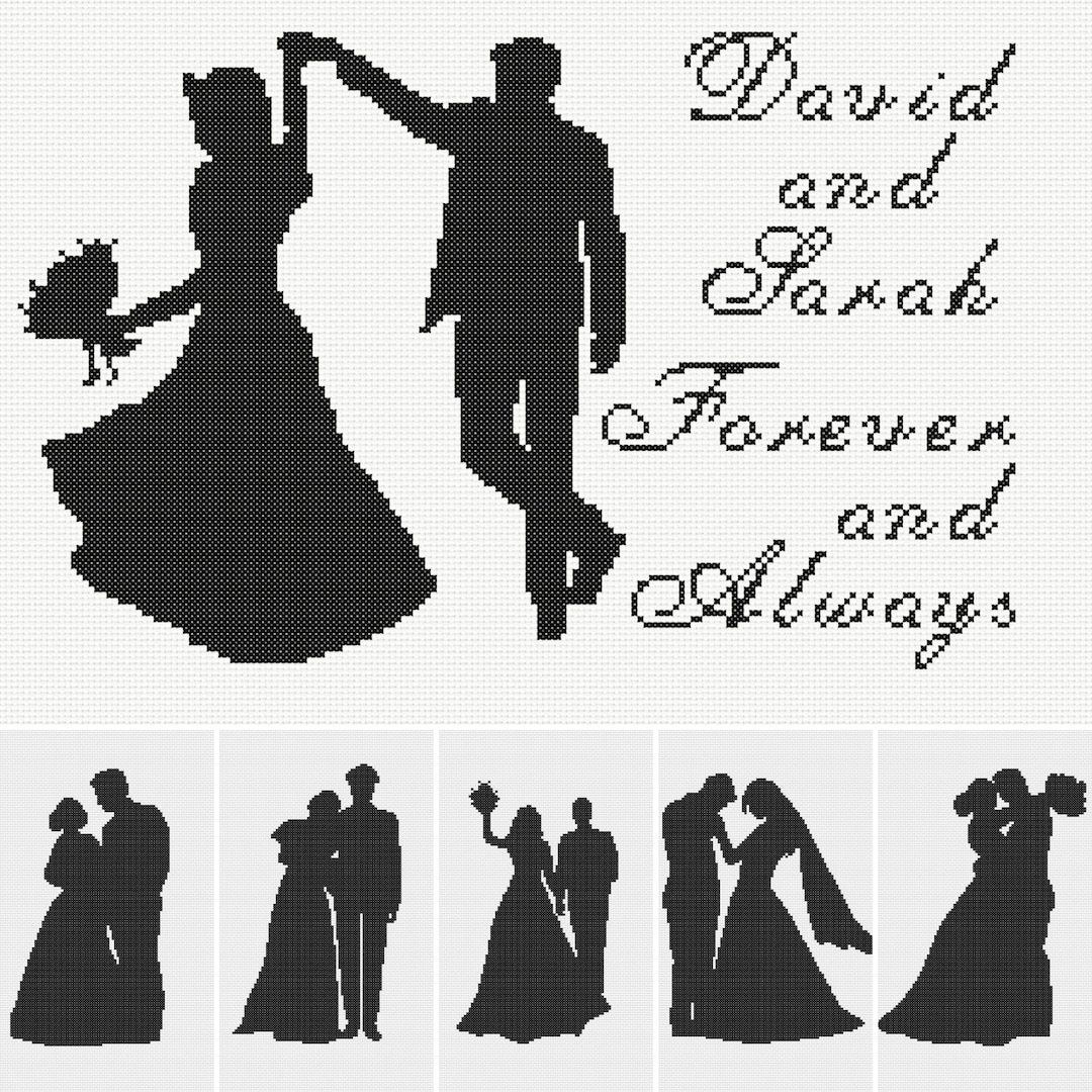 Wedding Cross Stitch Pattern Bride and Groom Cross Stitch Pattern Forever and Always Happy