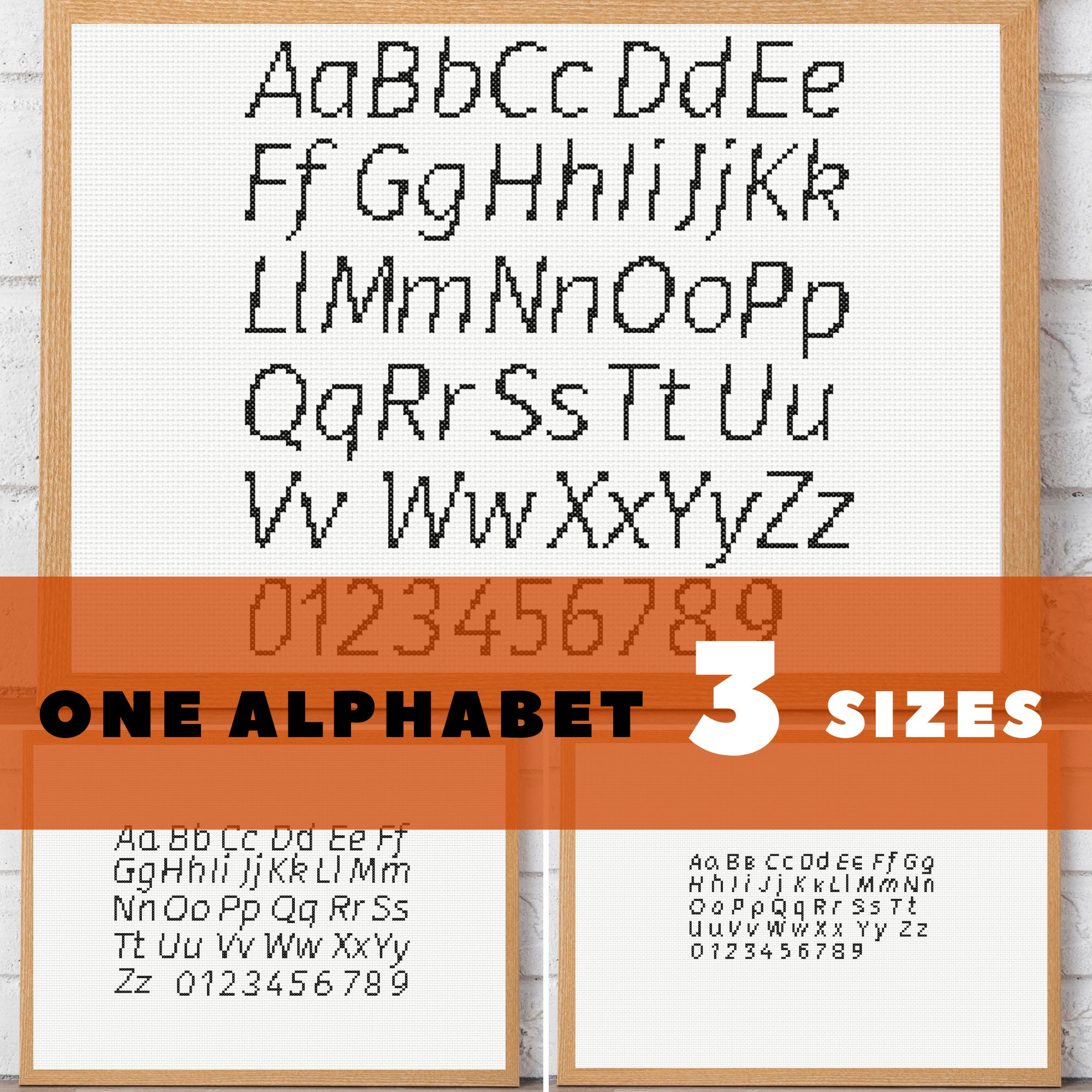 Сursive сross Stitch Letters Pattern and Numbers Large, Medium and ...