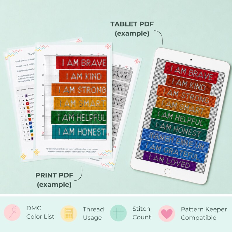 Teacher Quote Cross Stitch Pattern, Rainbow Classroom PDF, Back to School Embroidery, Instant Download