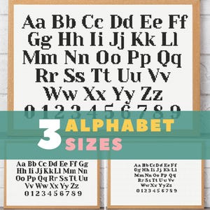 Classic cross stitch alphabet pattern for embroidery gift DIY | Counted cross stitch font small, medium, large