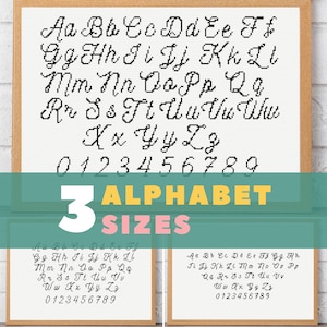 Christmas alphabets cross stitch pattern | Needlepoint letters and numbers in 3 sizes