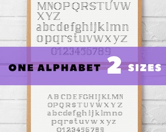 Basic stitch font pattern embroidery, full alphabet back stitch pattern TWO sizes set