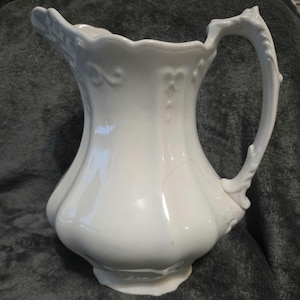 Antique English White Ironstone Water Pitcher, Tracery Shape, England, Johnson Brothers, Antique Collectible, Farmhouse, Interior Design