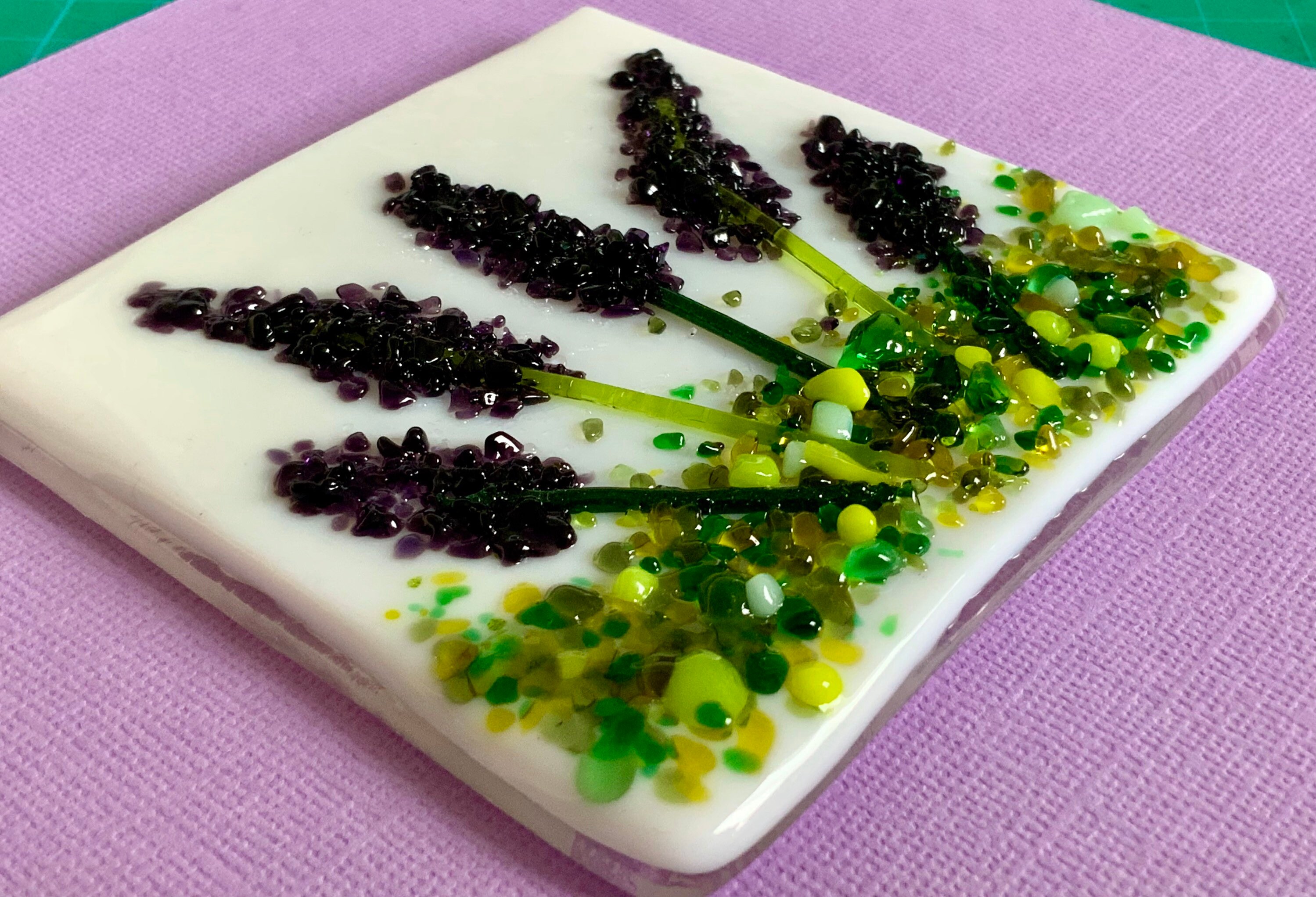 Glass painting lavender wall art framed lavender modern art | Etsy