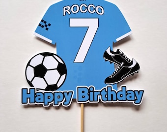 Man City cake topper. 25/26 style. Laminated football cake decoration personalised. Manchester City.