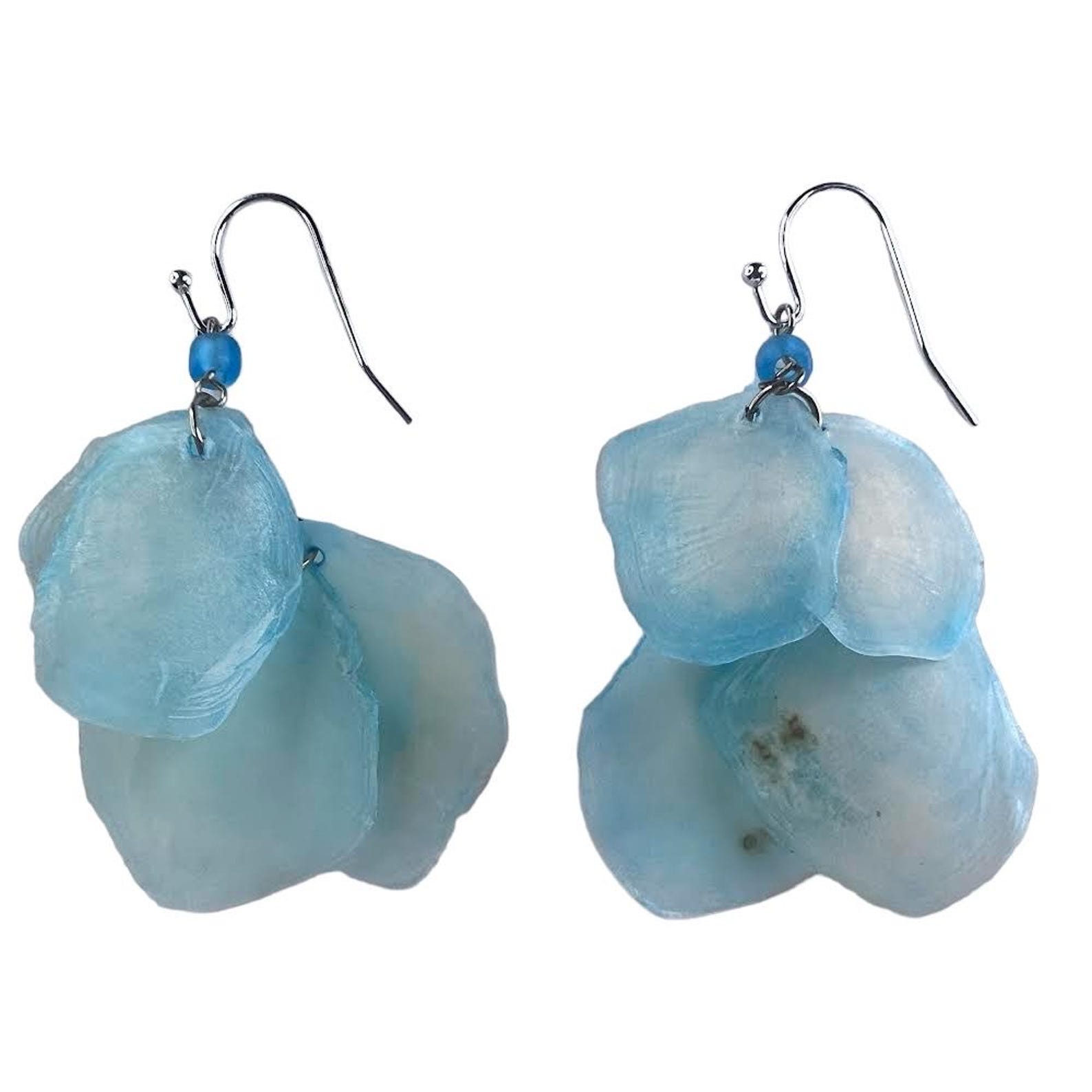 Light Blue Eco-friendly Peruvian Fish Scale Earrings With White Gold ...