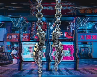 Cyberpunk Dreamcore Chainmail Dagger Earrings | Tooth and Spell