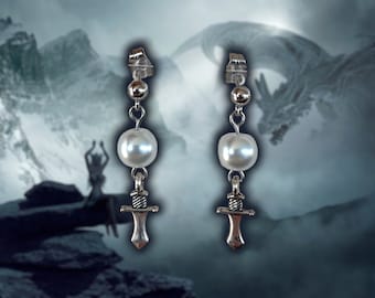DAUGHTER OF SWORDS Earrings | Trad Goth/Whimsigoth/Coquette/Witchy/Tarot Jewelry | Tooth and Spell