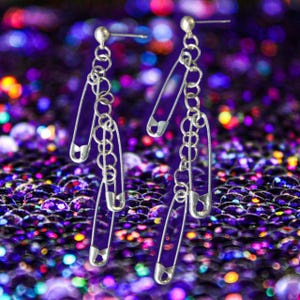 Stainless Steel Emo Goth Safety Pin Earrings | Kpop, Streetwear, Alt, Scene, Punk Jewelry | Tooth and Spell