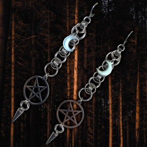 HEXEN Gothic Pentagram Earrings | Witchy/Trad Goth/Cybergoth/Punk Jewelry | Tooth and Spell