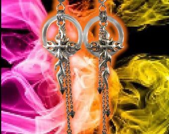 INFERNO Stainless Steel Cybercore Gothic Cross Earrings | Tooth and Spell