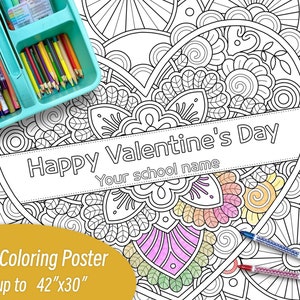 Custom Giant Coloring Poster : Heart Mandala