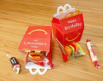 Mcdonalds Happy Meal Box medium Valentines Day Cupcake Box 