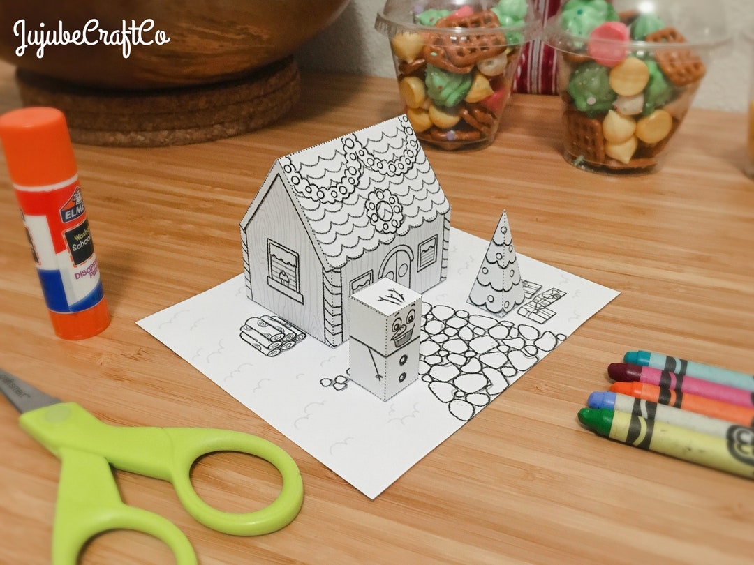 Holiday Coloring Page : Christmas House - Etsy