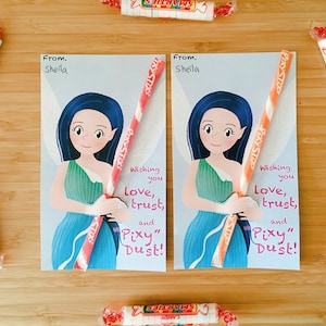 Tinker Bell Wasser Fee Pixy Stix Holding-Karte, Valentinstag Sauger/Pixy Stix/Pencil/Bubble Rohr