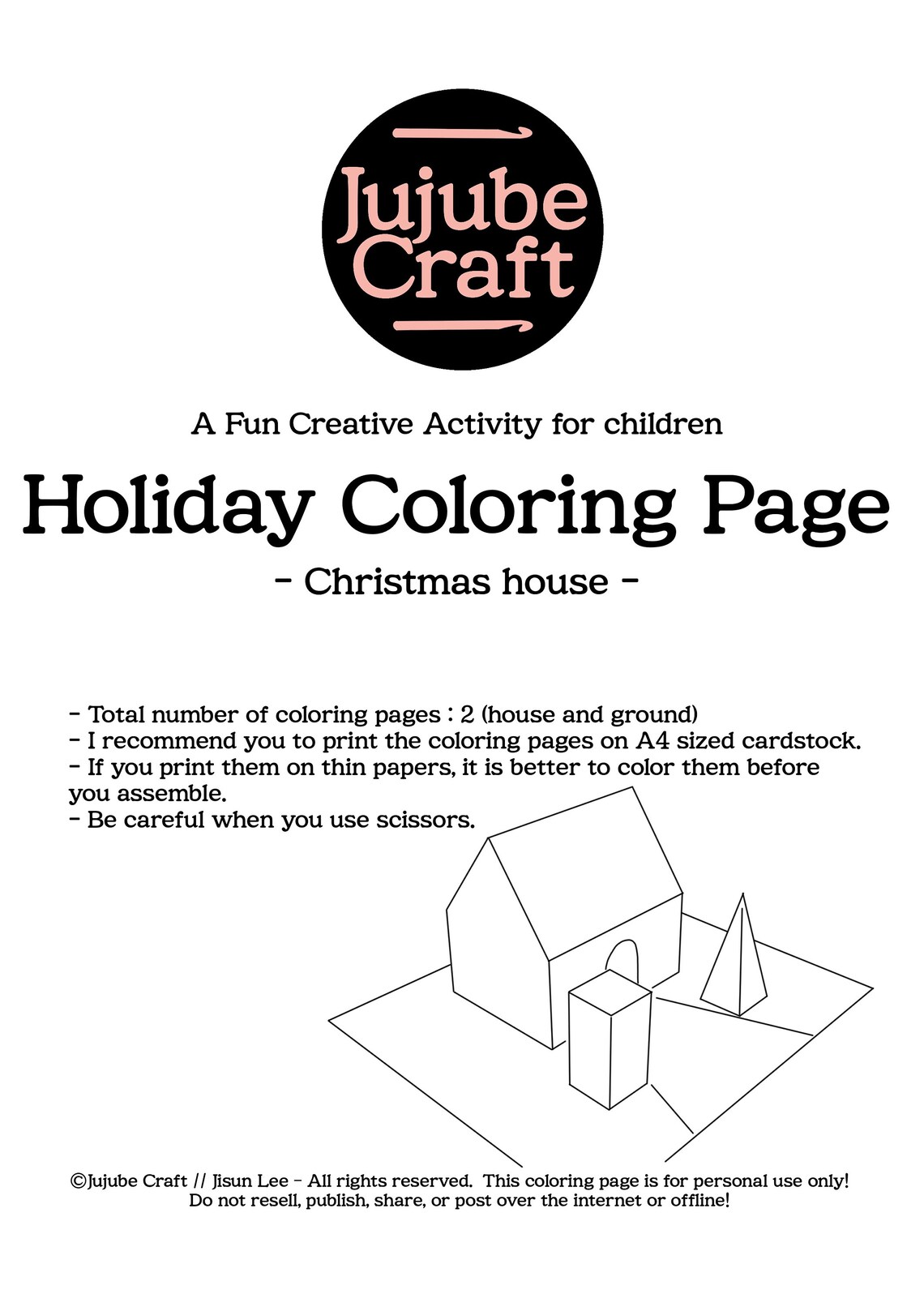 Holiday Coloring Page : Christmas House - Etsy