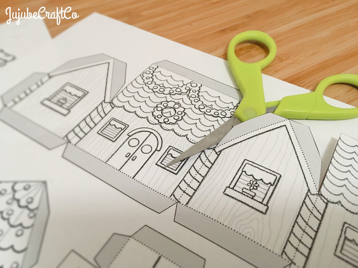 Holiday Coloring Page : Christmas House - Etsy