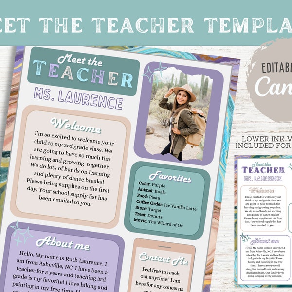 Meet The Teacher Template, Editable Teacher Printable, Back To School Letter, Open House Newsletter Flyer, Boho Classroom, Instant Download