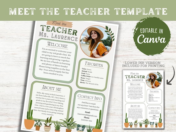 Meet The Teacher Template, Editable Teacher Printable, Back To School Letter, Open House Newsletter Flyer, Boho Classroom, Instant Download