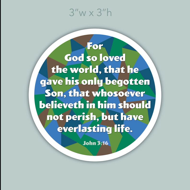 John 3:16 Sticker New Testament, Bible For God so loved the world image 1