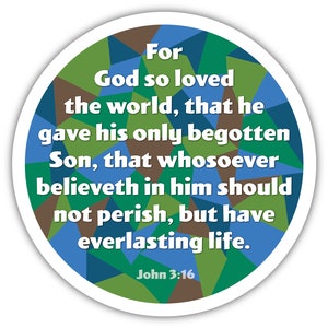 John 3:16 Sticker New Testament, Bible For God so loved the world image 4