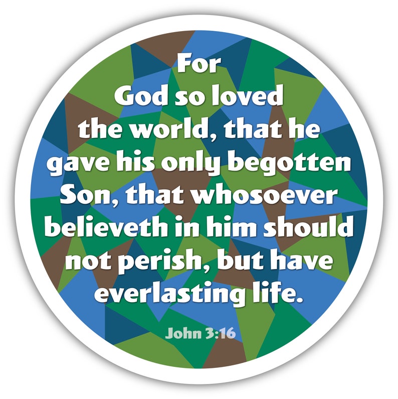 John 3:16 Sticker New Testament, Bible For God so loved the world image 4