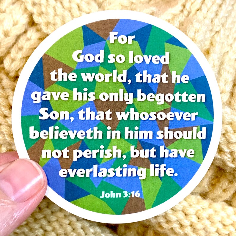 John 3:16 Sticker New Testament, Bible For God so loved the world image 3