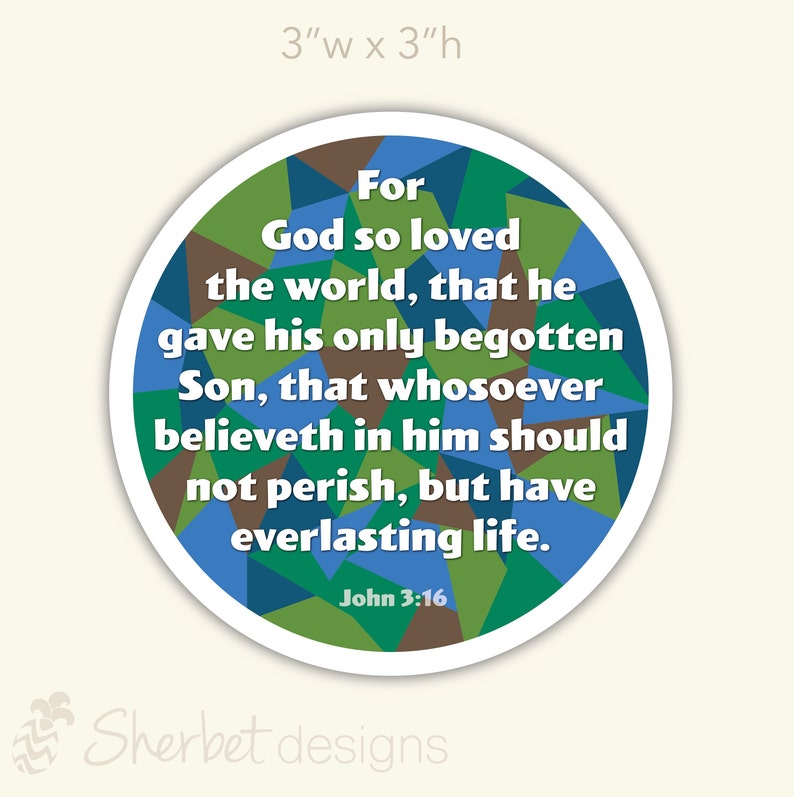 John 3:16 Sticker New Testament, Bible For God so loved the world image 2