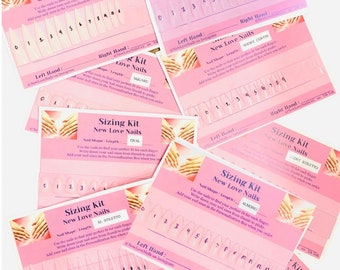 Press On Nail Sizing Kit, Press On Nails Chart Card, Press On Nails Templates Design, Nail Size Kit, How To Measure, Nail Sizing Guide