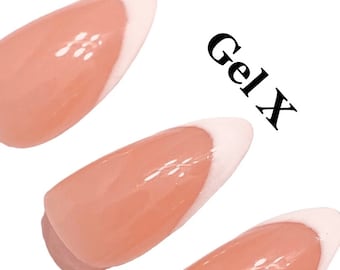 Gel X French tip nails | Press on | Almond Nail  | Nail design | Nail tips | French tip designs | French tip acrylics |DIY French tips | Gel