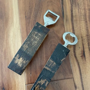 Custom Whiskey Bourbon Barrel Stave Bottle Opener Reclaimed American White Oak From Buffalo Trace Distillery