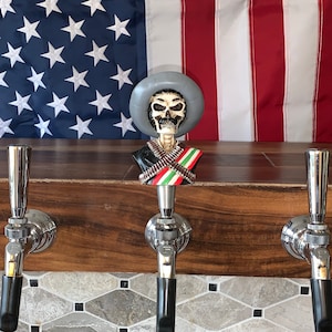 New figural DEAD ZAPATA Mexican Bandito skull goth home bar kegerator beer tap handle