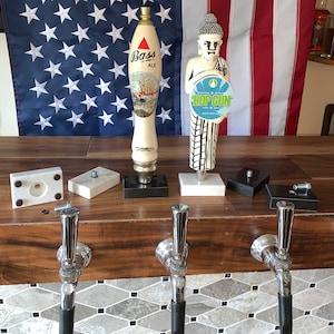 Beer Tap Handle DISPLAY BASE solid Black or White marble with Bolt For Mounting 2&quot; x 3&quot;