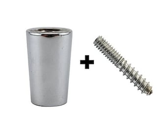 Puede incluir: Un tapón de botella de metal cromado con una tapa de rosca. El tapón está diseñado para adaptarse a botellas de vino estándar. La imagen también muestra un tornillo que se incluye con el tapón.