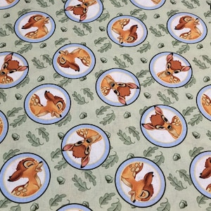 Bambi Badges 100% Cotton Fabric, Disney Licensed Cotton Fabric, Disney&#39;s Bambi Cotton Fabric #CP58584