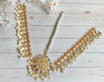Or Kundan Matha Patti : serre-tête en perles