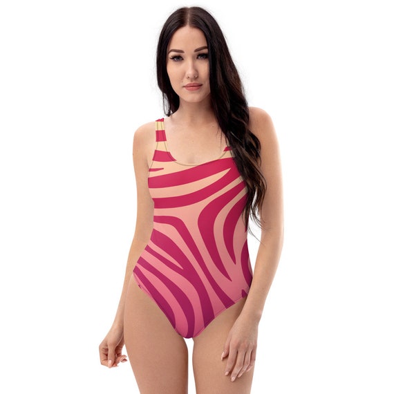 One-piece Swimsuit Animal Print Swimsuit Magenta Zebra Print - Etsy